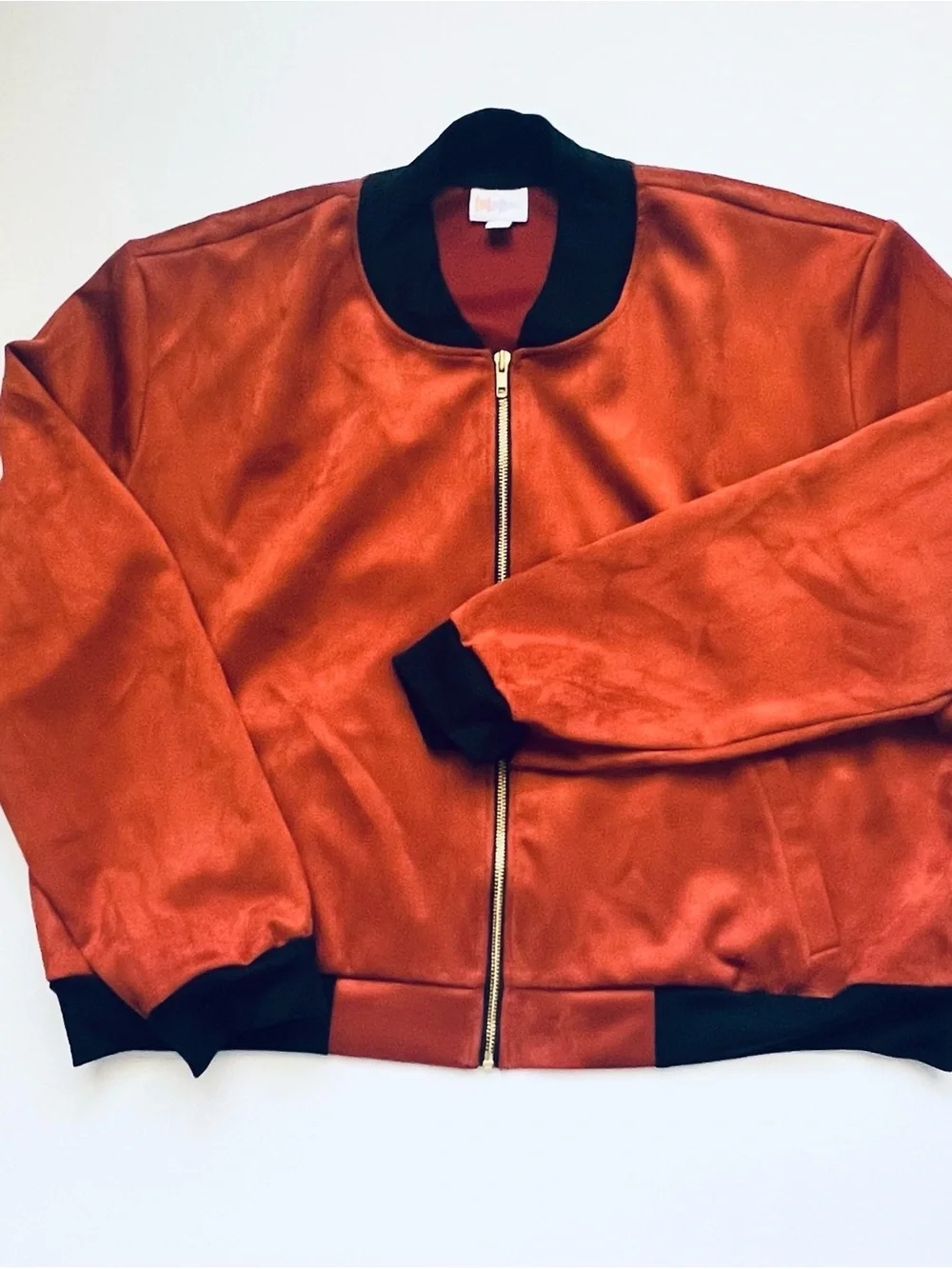 LulaRoe Sz 2 XL  Brown Bomber Jacket with Black Trim Velvet  NEW  no Tag